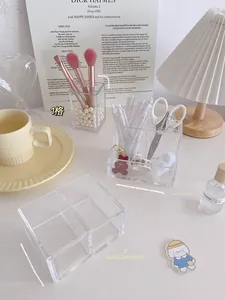 Détails d'organisateurs de bureau en acrylique avec 1, 2 et 3 compartiments de rangement