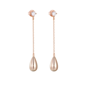Minimalist S925 sterling silver long tassel drop earrings in rose gold finish for women