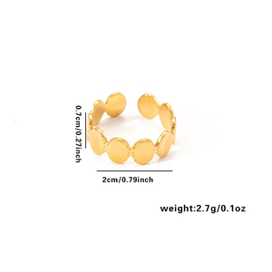 Detail view of 18k gold plated stainless steel ring with 0.7cm width and 2cm inner diameter