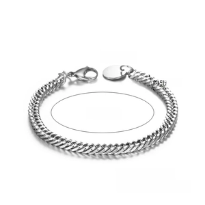 Detailed specs of the silver Cuban chain bracelet showing dimensions and 5.5mm width