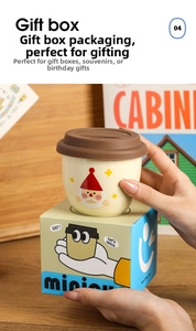 Mini ceramic Santa Claus espresso cup with lid and elegant gift box packaging