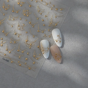Autocollants d'ongles ciel étoilé doré avec motifs de lune et d'étoiles pour nail art français