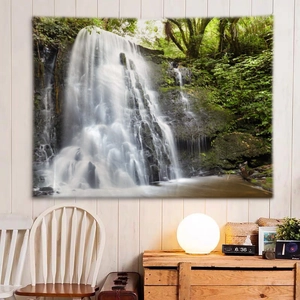 Tropical forest waterfall tapestry hanging on a wall for cozy room wall decoration