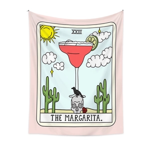 Close-up of The Margarita tarot tapestry showing cactus and crow illustration