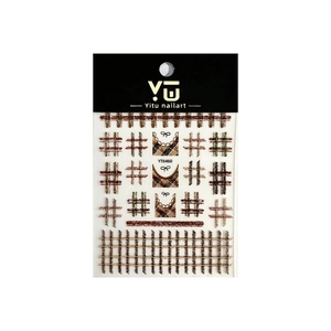 Plaid embossed nail art stickers with tweed patterns and bow designs model YT6460