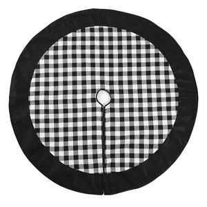Classic 120cm black and white buffalo check Christmas tree skirt with solid black border
