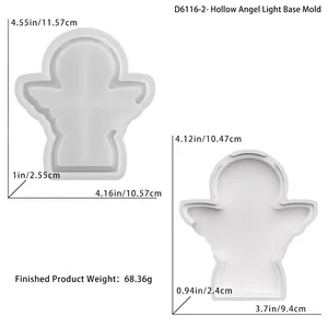 Dimensions détaillées du moule en silicone ange pour la création de bases de lampe en résine