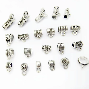 Vintage silver alloy spacer beads and pendant connector charms for DIY jewelry making