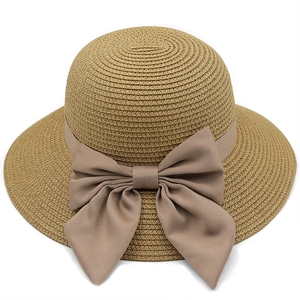 Cappello Di Paglia Donna Tesa Larga Traspirante Pieghevole Spiaggia Vacanze Elegante Fiocco Protezione Solare Viaggio Estate
