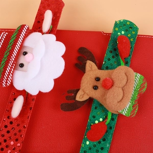 LED Christmas slap bracelets featuring felt Santa and reindeer with sequin details