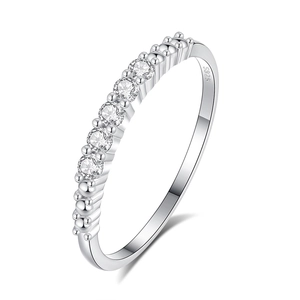 Elegant S925 sterling silver eternity ring with single row of cubic zirconia stones