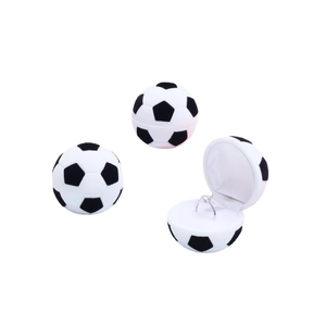 Creative soccer shaped velvet jewelry box for rings and earrings in black and white