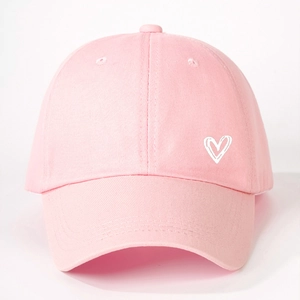 Casquette de baseball rose en coton avec broderie cœur pour protection solaire