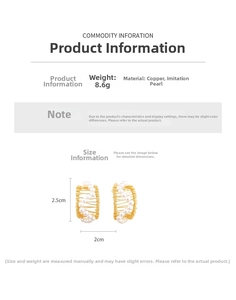 Detailed size parameters of 18k gold plated pearl cage earrings with hollow spiral design