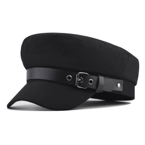 Women Retro British Style Cotton Military Cap With Leather Buckle Breathable Baker Boy Hat Flat Top Newsboy Beret Hat