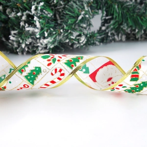 2M Kerstlint met Kerstman en boomopdruk voor feestelijke kerstboomdecoratie