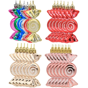 6-teilige bunte galvanisierte Süßigkeiten-Anhänger mit Glitzer für Weihnachtsbaumdeko