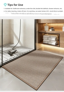 Detail of light brown woven non-slip kitchen mat with reinforced edges and thick texture