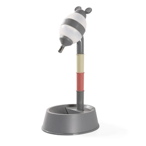 Vertical pet water dispenser with bee-shaped bottle and adjustable stand for dogs and cats