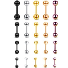 20pcs stainless steel tongue rings in 5 colors and 4 lengths with ball ends