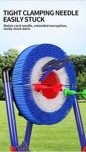 Detail of children safety dartboard with matrix card needle and soft throwing toy axes