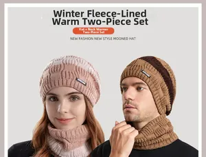 Close-up of thick knit winter set with cozy fleece lining for ultimate warmth