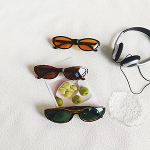 Retro Oval Cat Eye Sunglasses UV400 Protection PC Frame Resin Lens Vintage Y2K Fashion Eyewear For Women Men