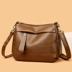 Sac Bandoulière Femme En Cuir PU Souple Grande Capacité Multi Compartiments Mode Simple Rétro Sac À Épaule