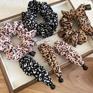 Leopard Print Hair Clip Duckbill Banana Clip Scrunchie Cloth Acrylic Vintage Korean Style Elegant Hair Decoration Accessories For Women