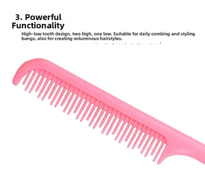 Detail of pink hair brush with high-low tiered bristles for precise styling