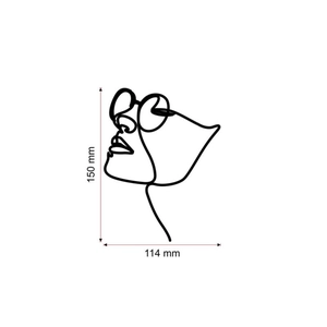 Minimalist acrylic cake topper size dimensions showing 150mm height and 114mm width lines