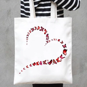 Butterfly Flower Printed Canvas Tote Bag For Women Harajuku Style Aesthetic Shoulder Shopping Handbag Reusable Eco Friendly