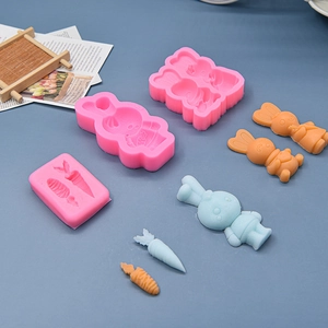 Easter bunny and carrot silicone mold set for fondant and chocolate DIY baking