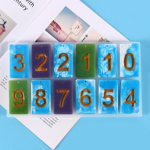 Detail of 0-9 number silicone mold for resin jewelry and DIY craft pendant making