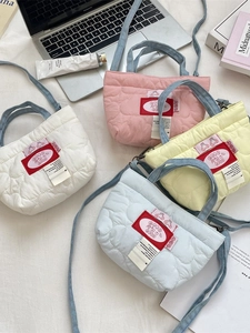 Mini Borsa Tracolla Trapuntata Donne Ragazze Poliestere Tessile Cinghie Denim Motivo Cuore Piccola Borsa Mano Streetwear
