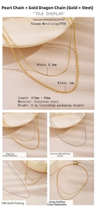 Detailed view of layered PVD 18K gold plated titanium steel snake and bead chains