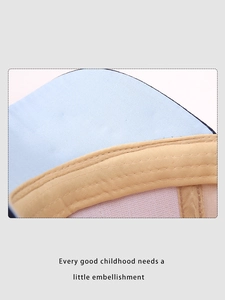 Detailed close-up of neat stitching on a cotton baby baseball cap brim and sweatband
