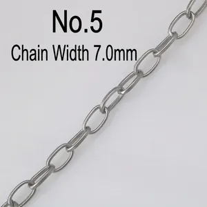 Macro detail showing a 7.0mm wide stainless steel oval link chain for DIY jewelry