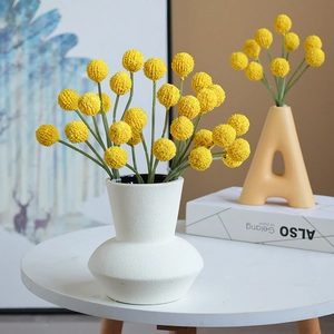 Artificial Craspedia Flower Realistic Billy Balls Plastic Fake Floral For Home Office Decor Wedding Arrangement Nordic Style Decor