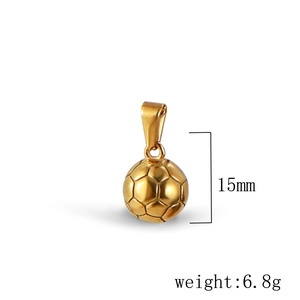 Detail of 15mm 24k gold-plated soccer ball pendant with 6.8g weight and 3D texture