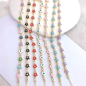 Goldene Stern-Augen-Armbänder mit buntem Emaille-Schmuck und Zirkonsteinen in sieben Farben