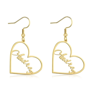 Boucles D'oreilles Créoles En Forme De Coeur En Acier Inoxydable Avec Motif Lettre Bijoux Pour Femmes