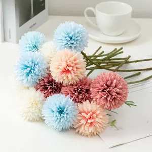 Chic multi-color faux ping pong mum bouquet for elegant home tabletop decoration