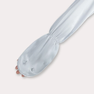 Silver grey 100% mulberry silk sun protection arm sleeves with elastic cuffs for women