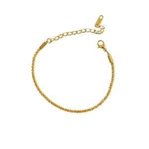 Minimalist 18K gold plated twisting chain bracelet with sparkling texture and lobster clasp