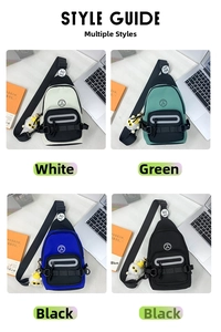 Collage de quatre sacs de poitrine en toile pour garçons en blanc, vert, bleu et noir