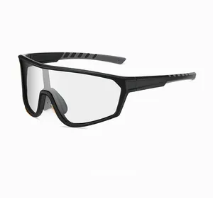 Detailed macro view of black sport sunglasses with anti-slip grey temple tips and clear lens