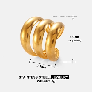 Detailansicht der Maße des goldenen Edelstahlrings mit einer Höhe von 1,9 cm