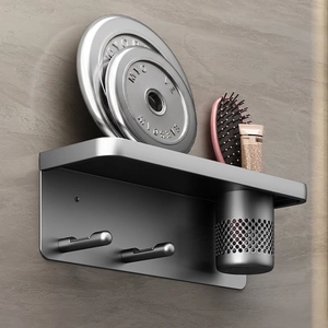 Wall-mounted gun grey bathroom organizer rack with heavy-duty load-bearing capacity