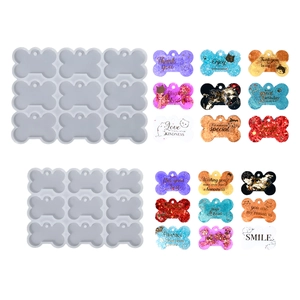Moules en silicone pour étiquettes d'os de chien avec 12 cavités pour création en résine